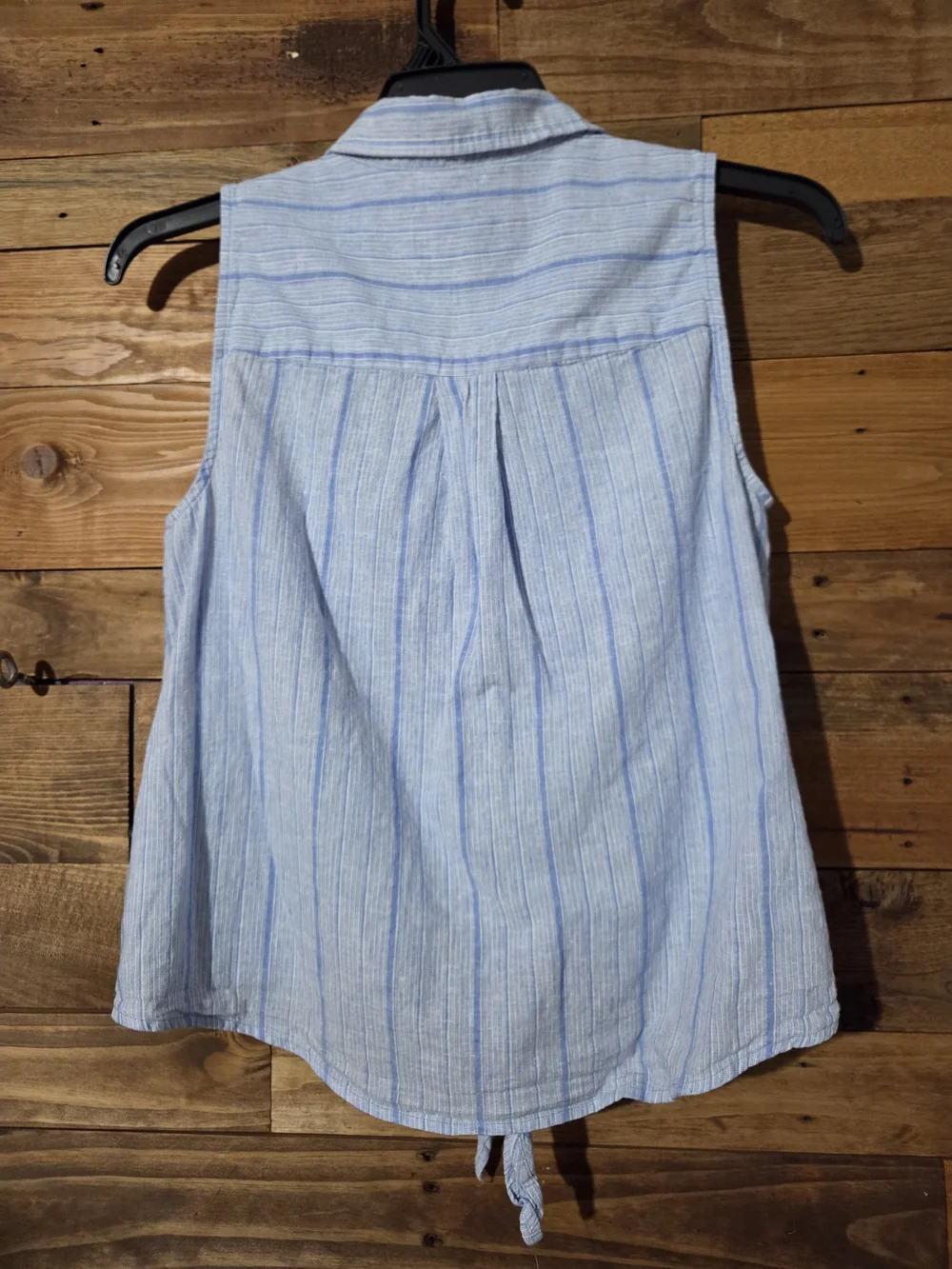 Michael Kors Linen Cotton Striped Tie Front Sleeveless Coastal Top M Preppy